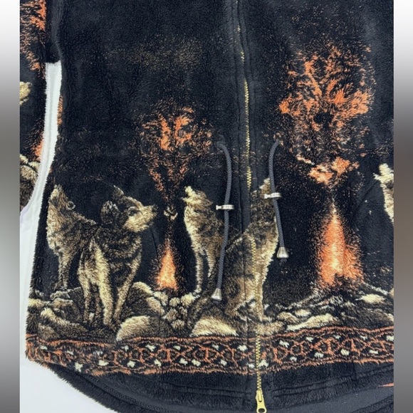 SOLD!! ❌❌❌VTG natural reflections wolf hooded zip Sherpa - Picture 5 of 6